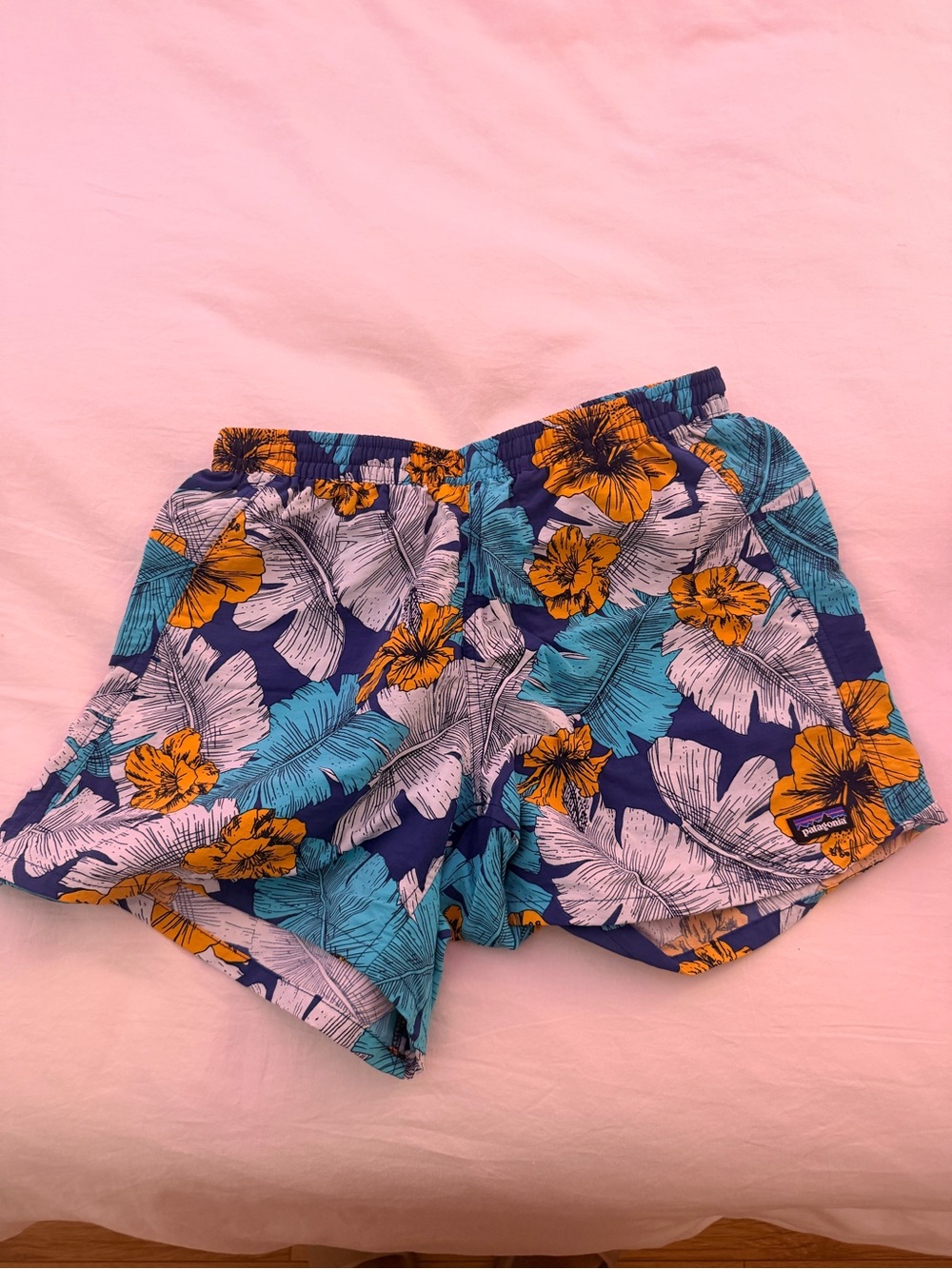 Patagonia Navy Blue Floral Print Women's Athletic Shorts